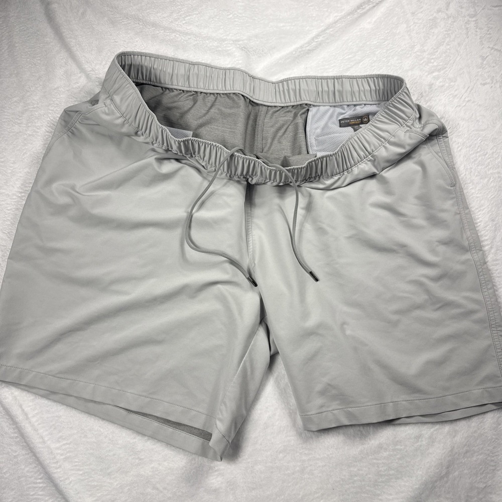 Peter Millar Crown Sport Athletic Golf Shorts Mens 2XL 42x7 Gray Drawstring